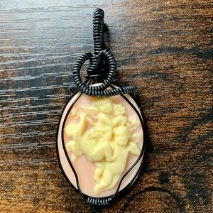 Handcrafted Wire Wrapped Cherub Cameo Necklace